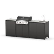 Гриль-кухня модульная Lounge F-105SG с газовым грилем и мойкой 2,3 м, черный/серый каспий