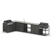 Гриль-кухня модульная Lounge F-115SGBP угл.с газовым грилем и мойкой, 4,1х1,8 м, черный/серый каспий