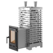 Печь для бани Везувий Aston 24 Long Inox (310) закр каменка со стеклом дровяная
